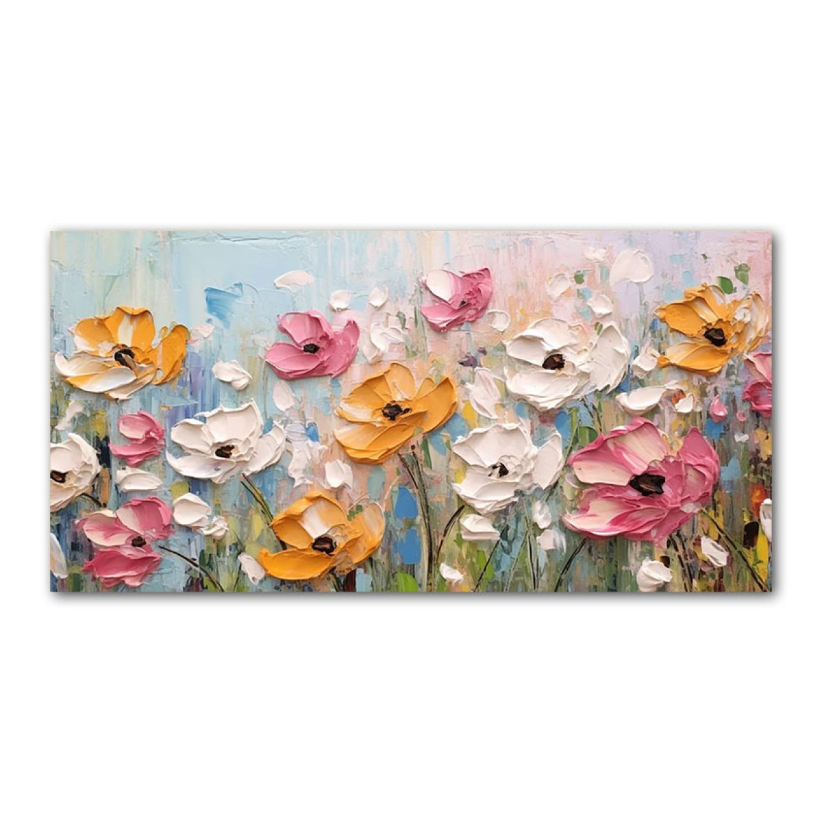 Colorful Flowers 3d Heavy Textured Partial Oil Painting